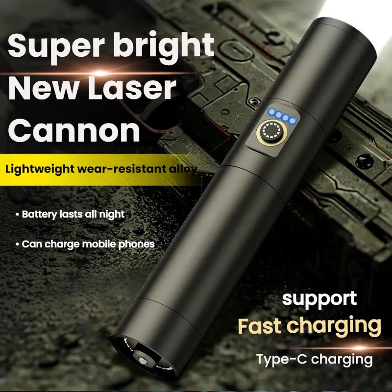 Outdoor Lighting Portable - Strong Light LED Flashlight Type-C Charging