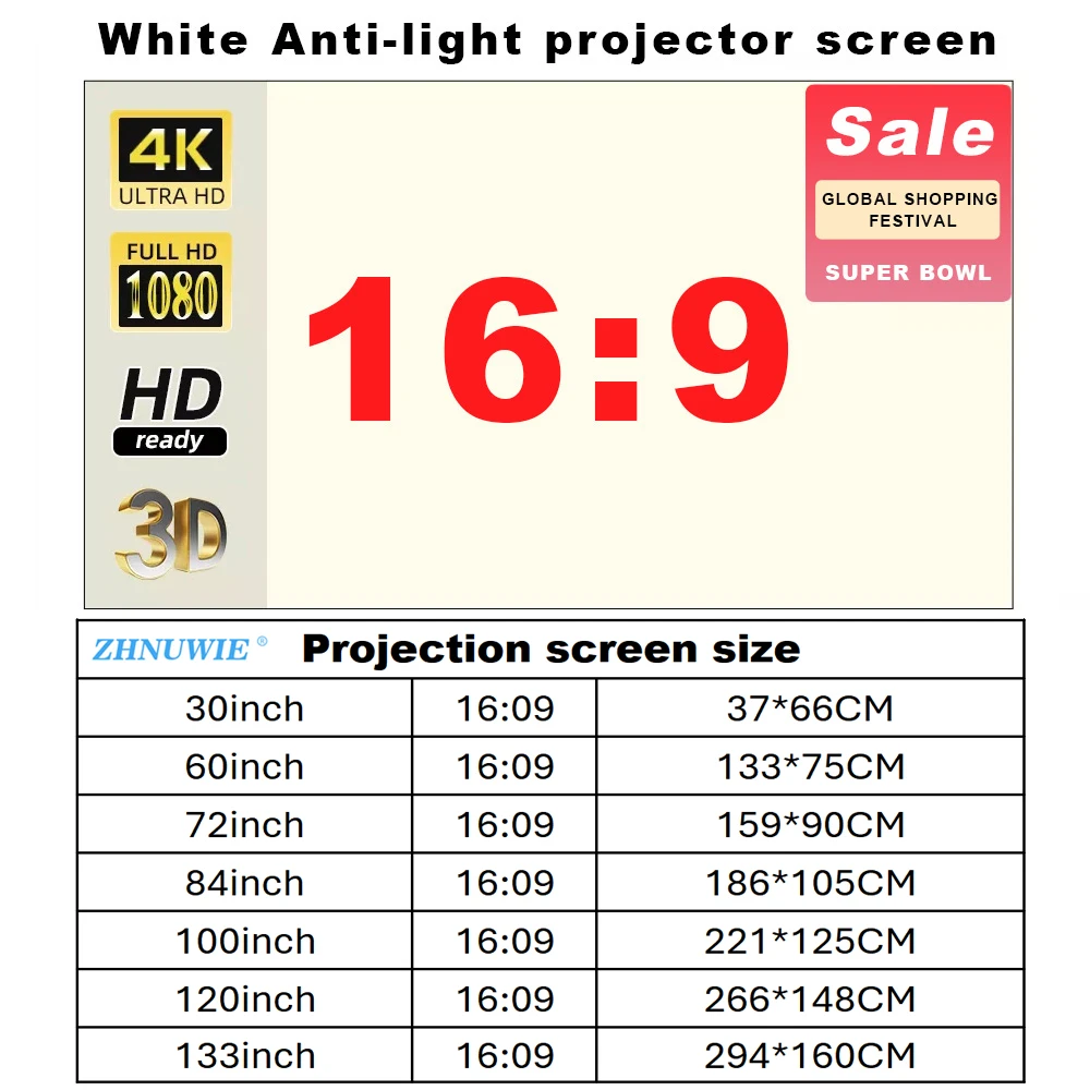 Outdoor Lighting Grid Screen - Projector Screen 16:9 High Brightness Reflective