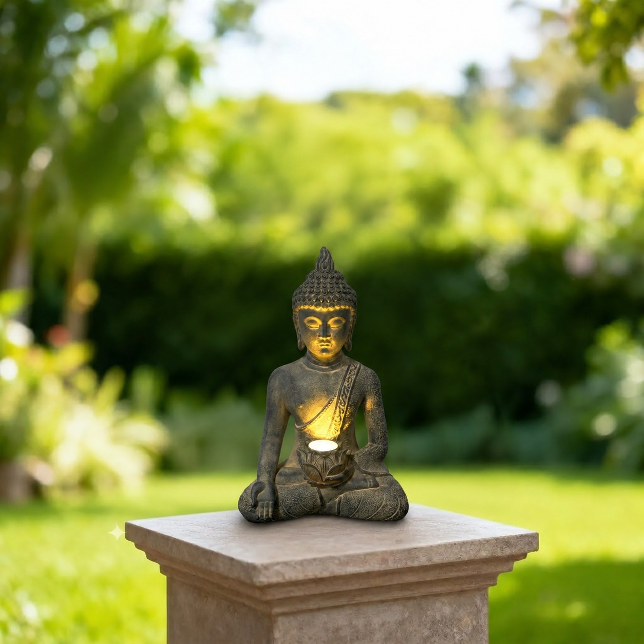 Outdoor Zen Lighting - Solar Buddha Garden Statue LED Light
