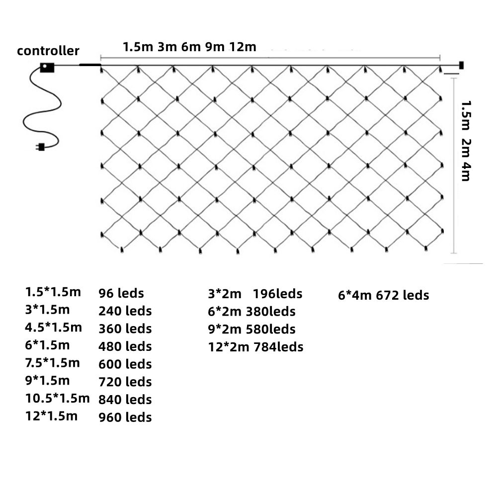 Net Mesh Led Lights 3M/6M/12M  - огляд і ціна Outdoor Lighting Grid Screen