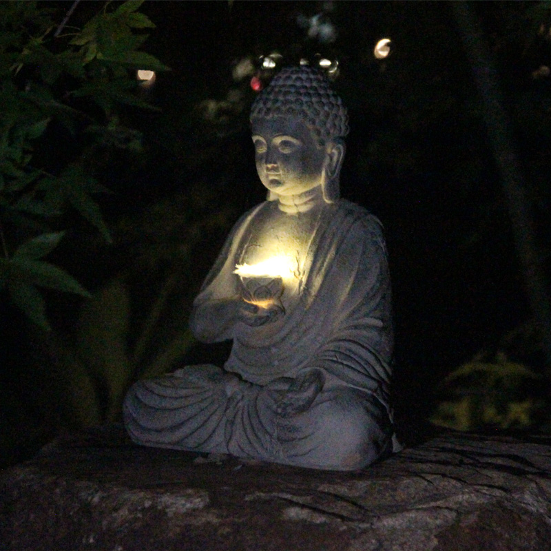 Resin Solar Buddha Statue Scul - огляд і ціна Outdoor Zen Lighting