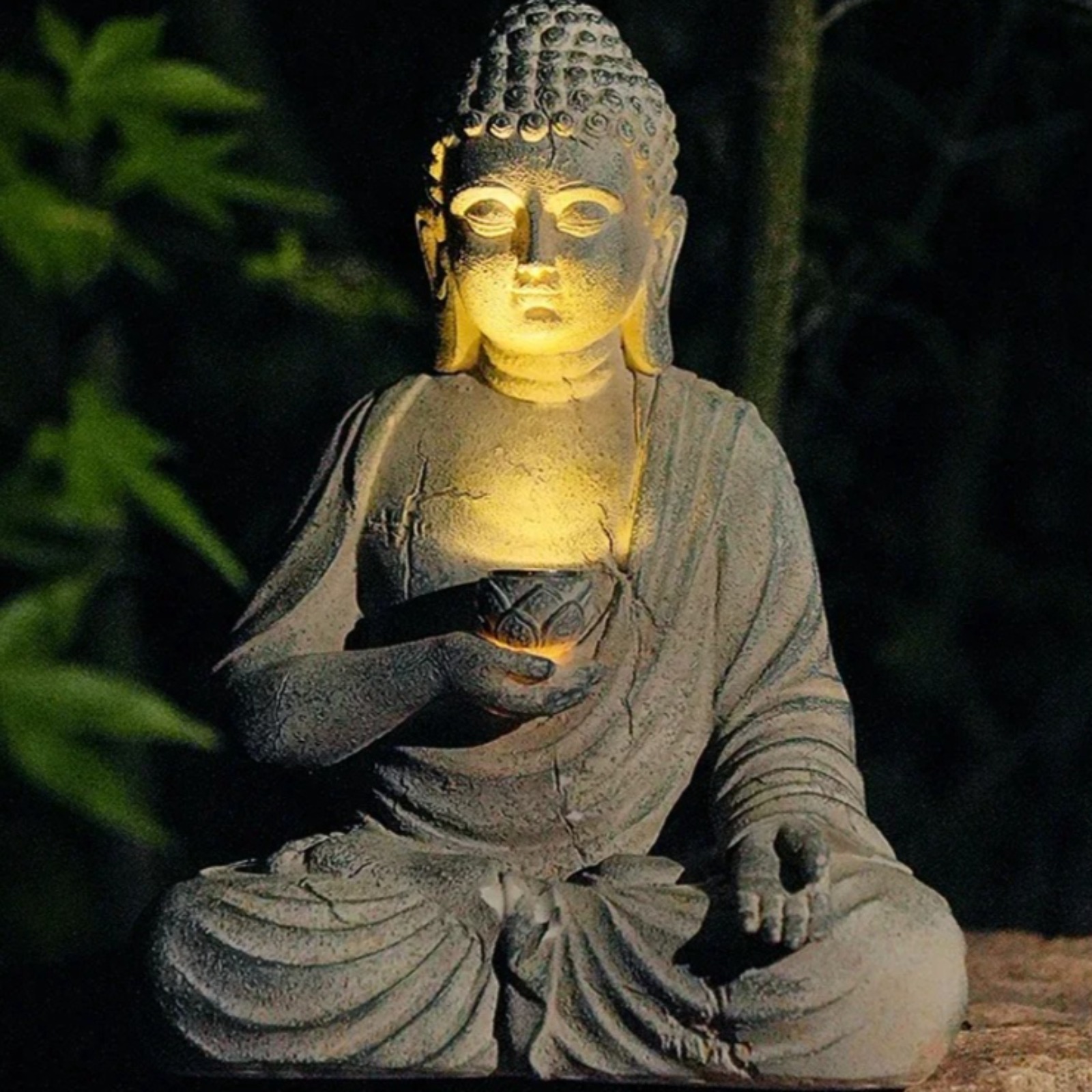 Solar Garden Statue Buddha Res - огляд і ціна Outdoor Zen Lighting