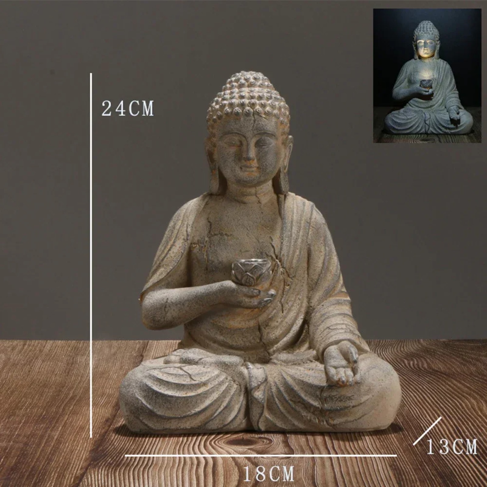 Solar Garden Statue Buddha Res - огляд і ціна Outdoor Zen Lighting