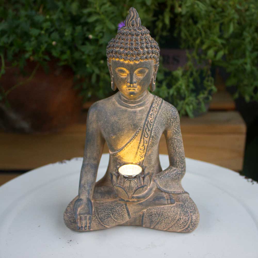 Solar Buddha Garden Statue LED - огляд і ціна Outdoor Zen Lighting