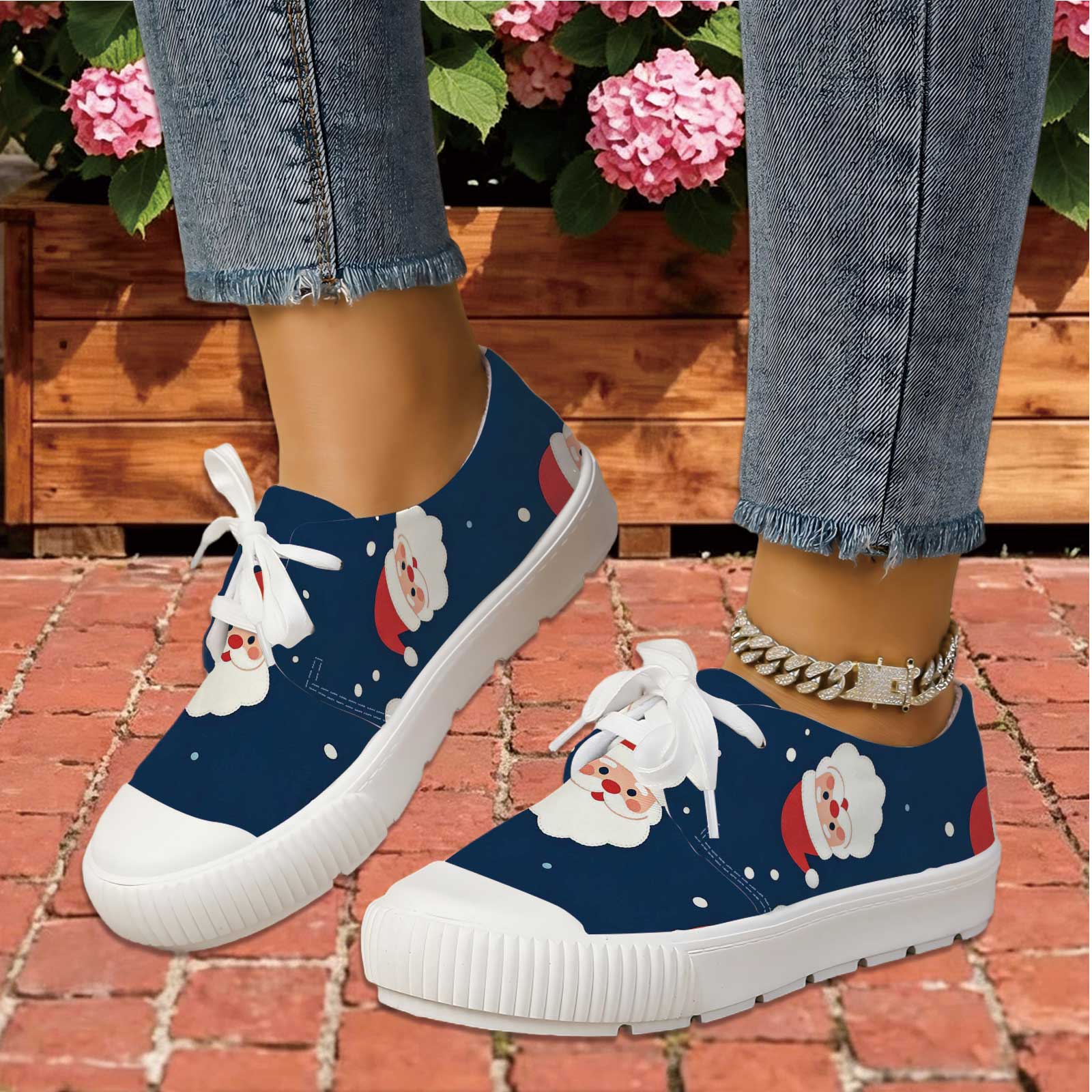 Women Santa Print Lace Up Casu - огляд і ціна Outdoor Lighting Uplight